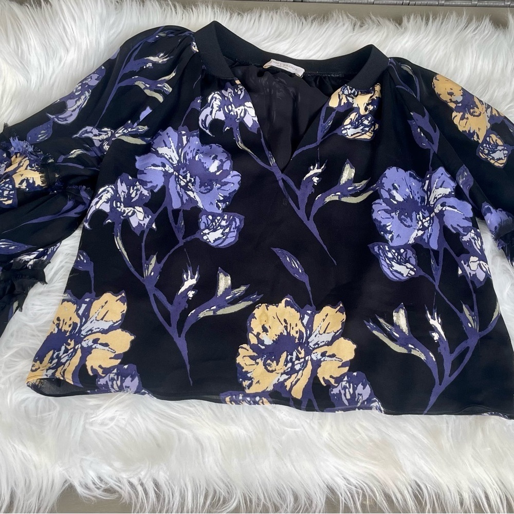 Ramy Brook Printed Puff Sleeve Blouse - Floral Print - Size Medium?